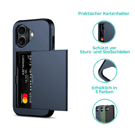 ShieldCase® ShieldCase Kartenfach Hülle mit Schieb iPhone 16 (Dunkelblau) ShieldCase® ShieldCase Kartenfach Hülle mit Schieb iPhone 16 (Dunkelblau)