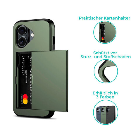ShieldCase® ShieldCase Kartenfach Hülle mit Schieb iPhone 16 (Dunkelgrün) ShieldCase® ShieldCase Kartenfach Hülle mit Schieb iPhone 16 (Dunkelgrün)