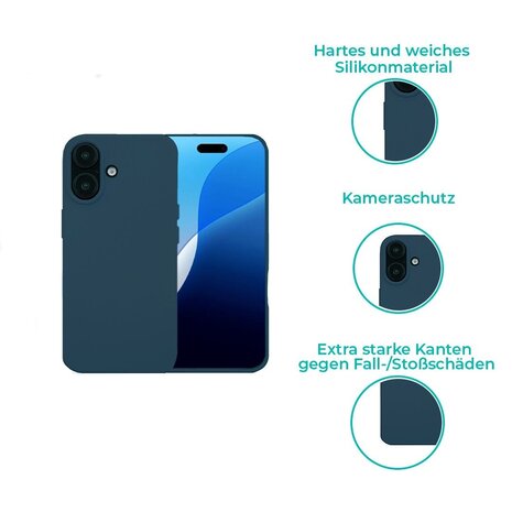 Ceezs Ceezs Hülle Silikon iPhone 16 (Dunkelblau) Ceezs Ceezs Hülle Silikon iPhone 16 (Dunkelblau)