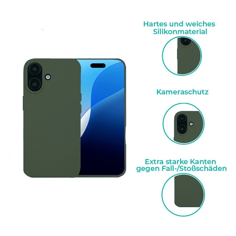 ShieldCase® ShieldCase Silikon Hülle iPhone 16 (Dunkelgrün)