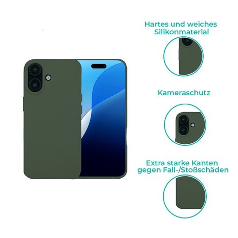 ShieldCase® ShieldCase Silikon Hülle iPhone 16 (Dunkelgrün)