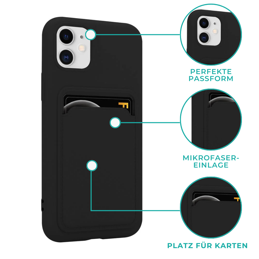 ShieldCase® ShieldCase iPhone 11 Silikonhülle mit Kartenfach (Schwarz)