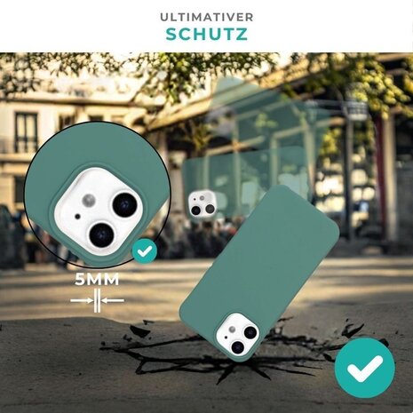 Coverzs Coverzs Silikonhülle mit Band iPhone 12 / 12 Pro (Dunkelgrün)