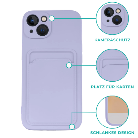 ShieldCase® ShieldCase iPhone 13 Silikonhülle mit Kartenhalter (Lila) ShieldCase® ShieldCase iPhone 13 Silikonhülle mit Kartenhalter (Lila)