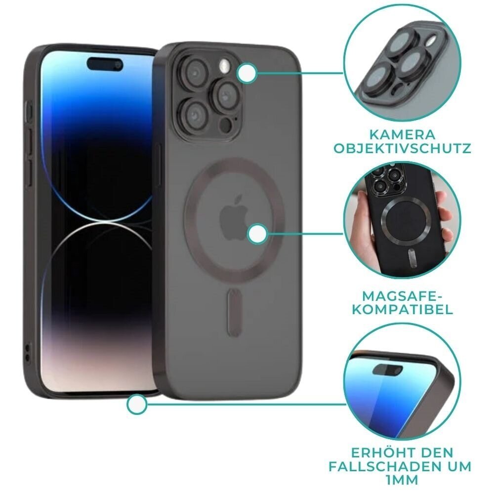 Coverzs Coverzs iPhone 14 Pro Magsafe Hülle mit Kameraschutz (Schwarz)