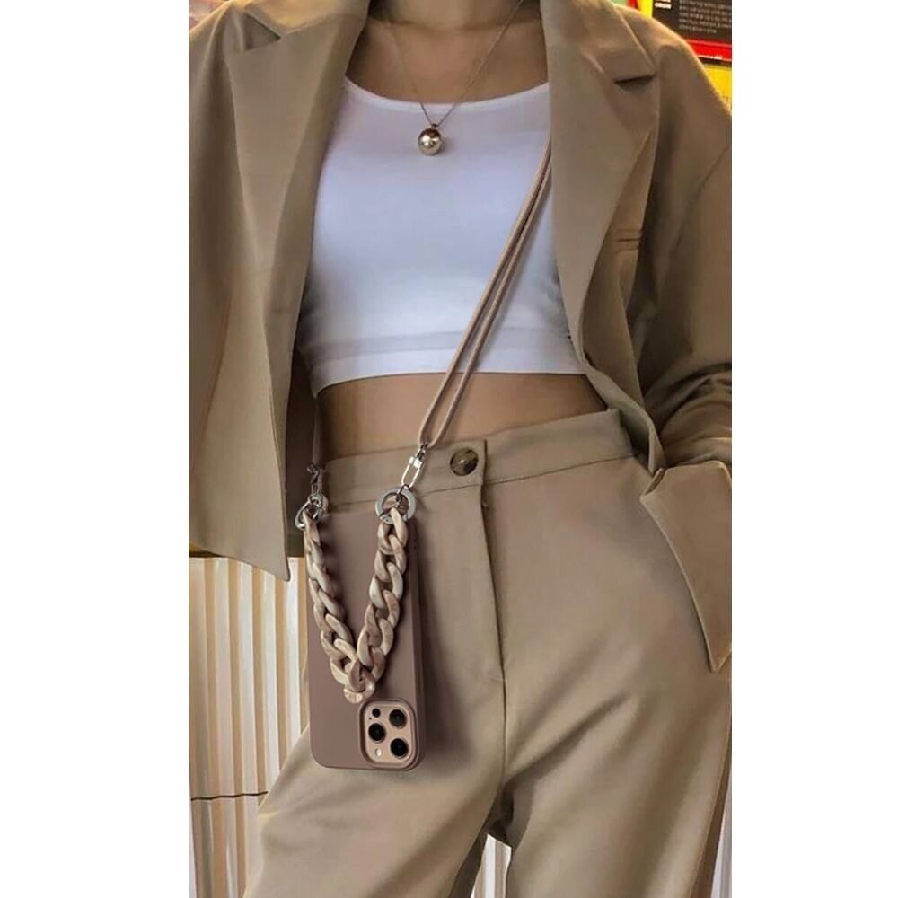 ShieldCase® ShieldCase iPhone 14 Hülle mit Band und Kette (Braun) ShieldCase® ShieldCase iPhone 14 Hülle mit Band und Kette (Braun)