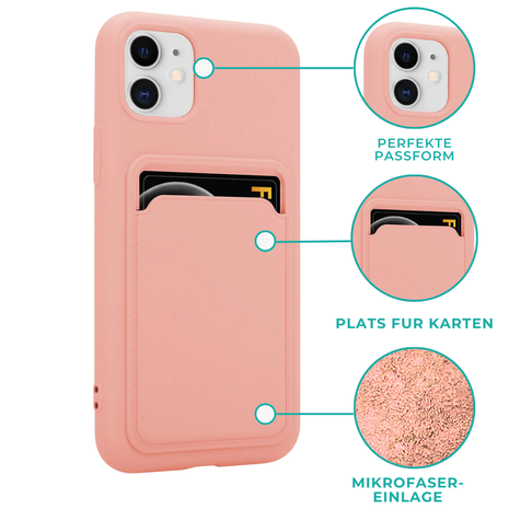 ShieldCase® ShieldCase iPhone 12 Silikonhülle mit Kartenfach (Rosa) ShieldCase® ShieldCase iPhone 12 Silikonhülle mit Kartenfach (Rosa)