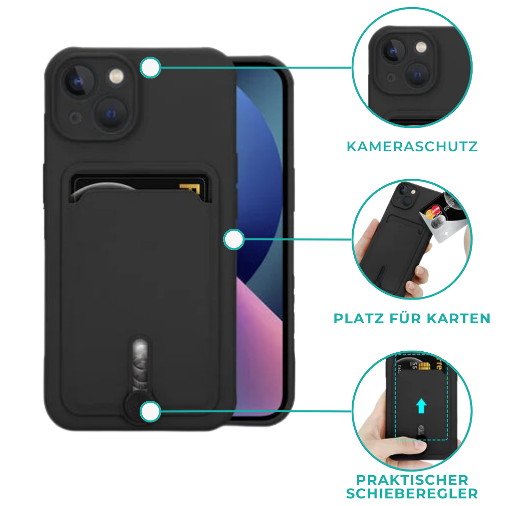 Coverzs Coverzs iPhone 12 Pro Kartenhülle mit Schieber (Schwarz) Coverzs Coverzs iPhone 12 Pro Kartenhülle mit Schieber (Schwarz)