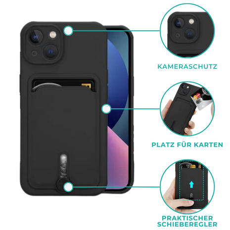 Coverzs Coverzs iPhone X/Xs Kartenhülle mit Schieber (Schwarz) Coverzs Coverzs iPhone X/Xs Kartenhülle mit Schieber (Schwarz)