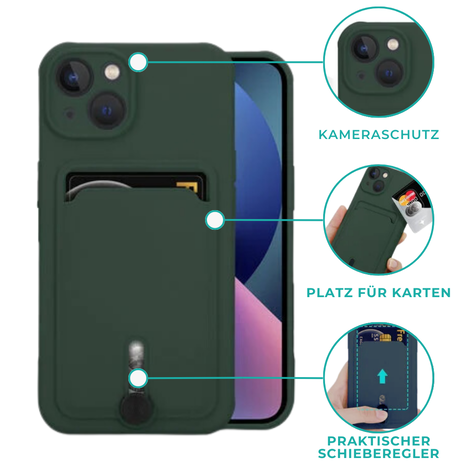 Coverzs Coverzs iPhone 13 Kartenetui mit Schieber (Grün) Coverzs Coverzs iPhone 13 Kartenetui mit Schieber (Grün)