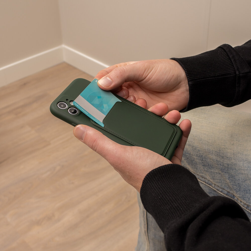 ShieldCase® ShieldCase iPhone X / Xs Silikonhülle mit Kartenfach (Dunkelgrün)