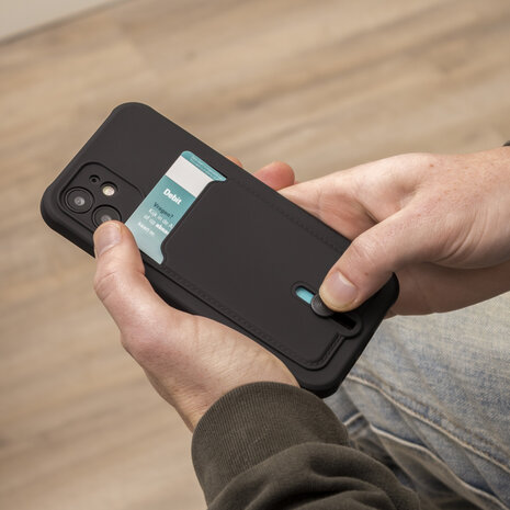 Coverzs Coverzs iPhone X/Xs Kartenhülle mit Schieber (Schwarz) Coverzs Coverzs iPhone X/Xs Kartenhülle mit Schieber (Schwarz)