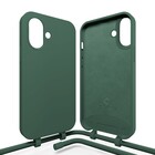 Coverzs Coverzs Silikon Hülle mit Band iPhone 16 (Dunkelgrün)