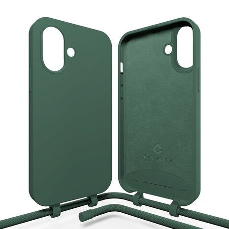 Coverzs Coverzs Silikon Hülle mit Band iPhone 16 (Dunkelgrün)
