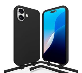 Coverzs Silikon Hülle mit Band iPhone 16 Plus (Schwarz) Coverzs Silikon Hülle mit Band iPhone 16 Plus (Schwarz)