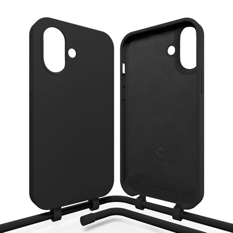 Coverzs Coverzs Silikon Hülle mit Band iPhone 16 Plus (Schwarz)