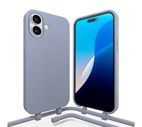 Coverzs Silikon Hülle mit Band iPhone 16 (Graublau)