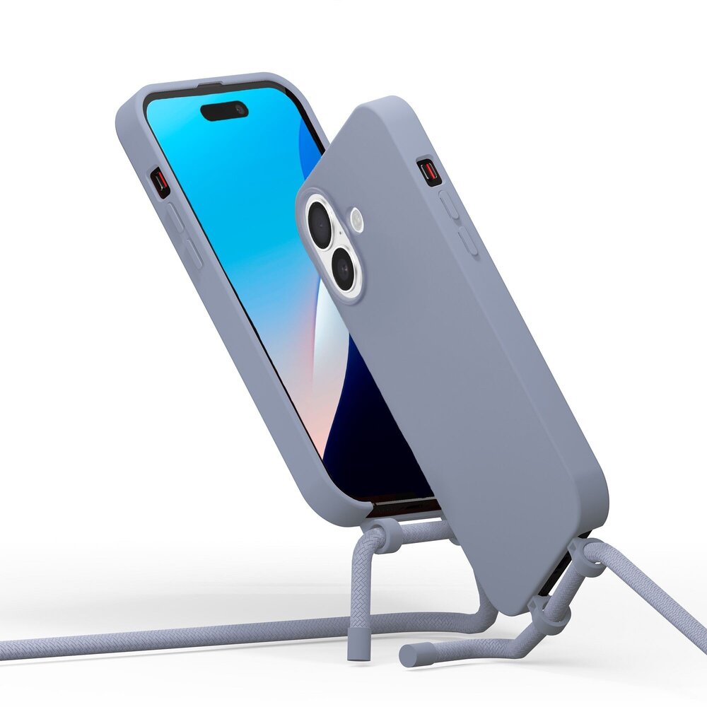 Coverzs Coverzs Silikon Hülle mit Band iPhone 16 (Graublau) Coverzs Coverzs Silikon Hülle mit Band iPhone 16 (Graublau)