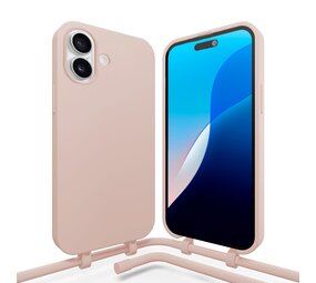 Coverzs Silikon Hülle mit Band iPhone 16 Plus (Rosa) Coverzs Silikon Hülle mit Band iPhone 16 Plus (Rosa)