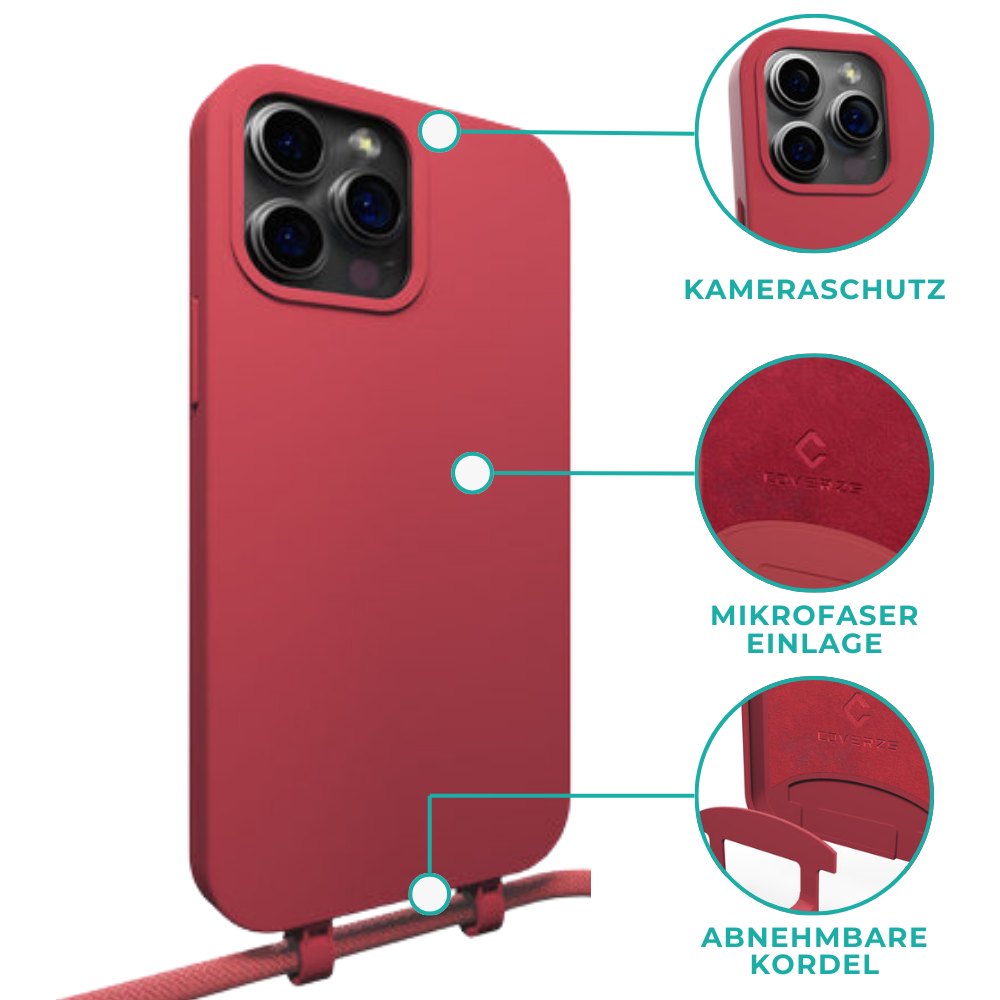 Coverzs Coverzs Silikonhülle mit Band iPhone 14 (Rot) Coverzs Coverzs Silikonhülle mit Band iPhone 14 (Rot)