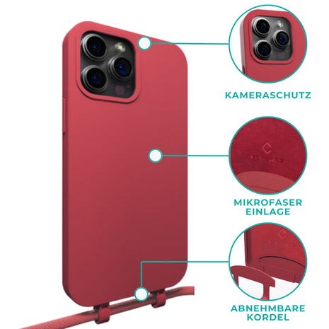 Coverzs Coverzs Silikonhülle mit Band iPhone 14 (Rot) Coverzs Coverzs Silikonhülle mit Band iPhone 14 (Rot)