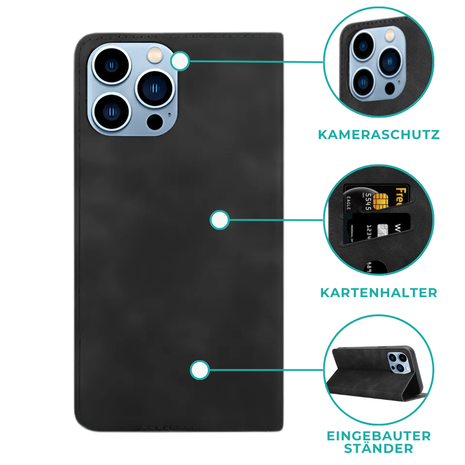 Coverzs Coverzs iPhone 14 Pro Luxus Book Case (Schwarz)