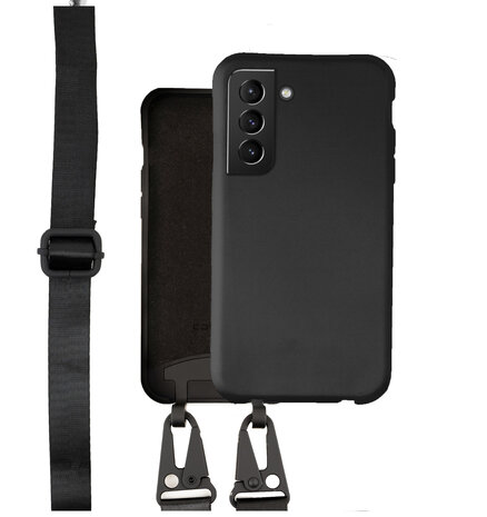 Coverzs Coverzs Samsung Galaxy S21 Plus Silikonhülle mit dicker Kordel (Rosa)