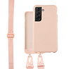 Coverzs Coverzs Samsung Galaxy S21 Ultra Silikonhülle mit dicker Kordel (Rosa) Coverzs Coverzs Samsung Galaxy S21 Ultra Silikonhülle mit dicker Kordel (Rosa)