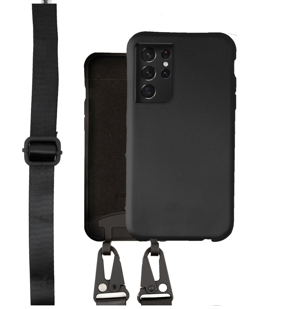 Coverzs Coverzs Samsung Galaxy S21 Ultra Silikonhülle mit dicker Kordel (Schwarz) Coverzs Coverzs Samsung Galaxy S21 Ultra Silikonhülle mit dicker Kordel (Schwarz)