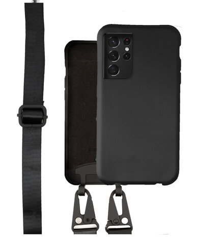 Coverzs Coverzs Samsung Galaxy S21 Ultra Silikonhülle mit dicker Kordel (Schwarz) Coverzs Coverzs Samsung Galaxy S21 Ultra Silikonhülle mit dicker Kordel (Schwarz)