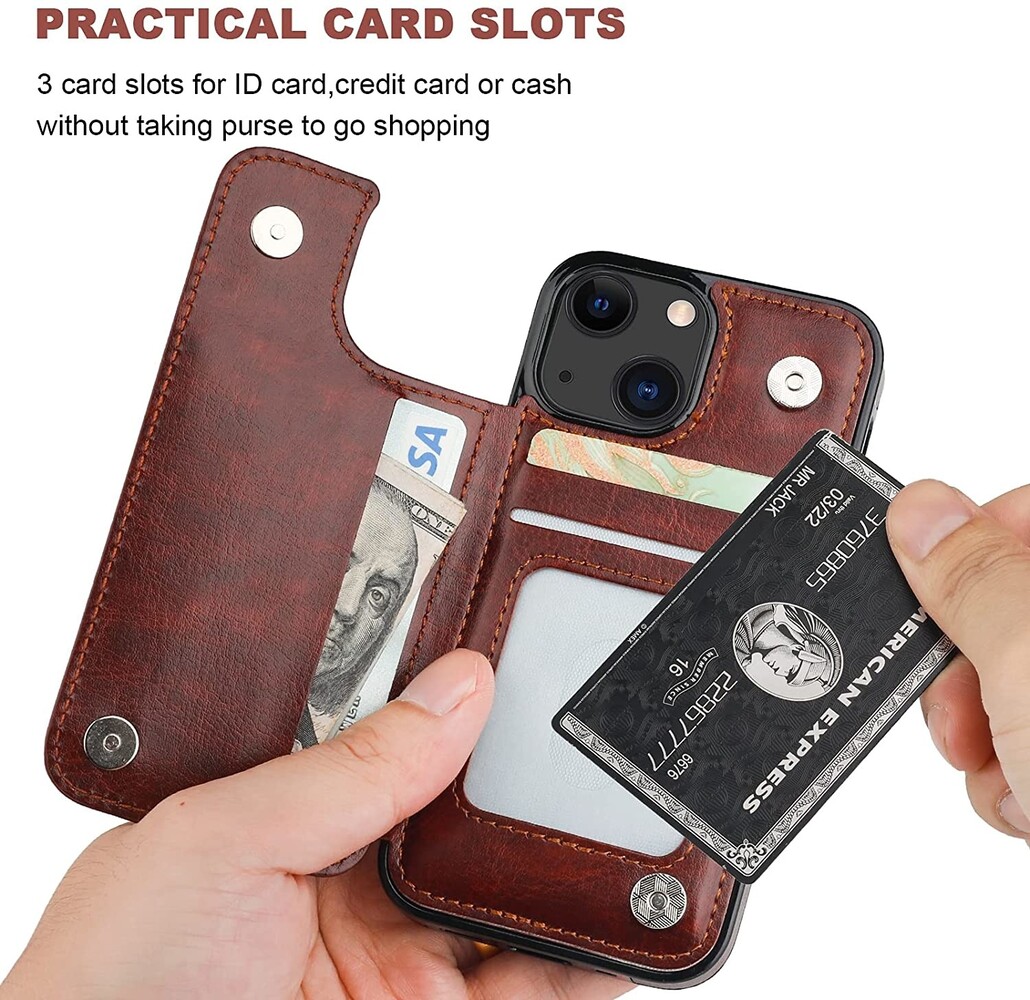 ShieldCase® ShieldCase iPhone 13 Mini Wallet case (Braun)