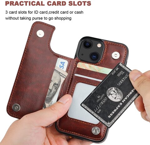 ShieldCase® ShieldCase iPhone 13 Mini Wallet case (Braun)