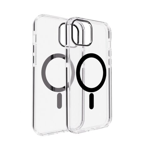 Coverzs Coverzs iPhone 14 Clear metallic Hülle mit MagSafe (Schwarz)