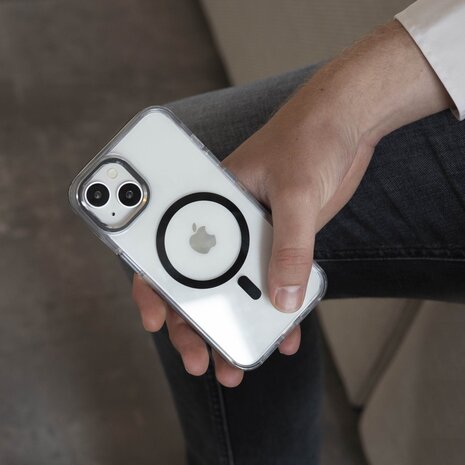 Coverzs Coverzs iPhone 14 Clear metallic Hülle mit MagSafe (Schwarz)