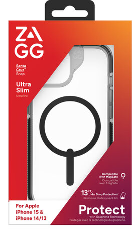 Zagg Gear4 iPhone 15 Santa Cruz MagSafe Hülle (Transparent/Schwarz) Zagg Gear4 iPhone 15 Santa Cruz MagSafe Hülle (Transparent/Schwarz)
