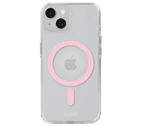 Holdit Holdit iPhone 15 MagSafe Silikonhülle (Transparent/Rosa)