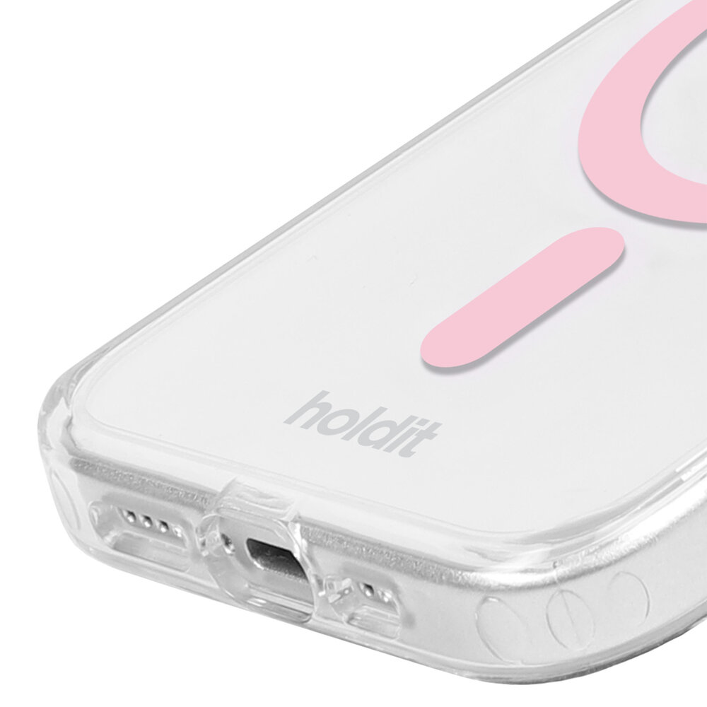 Holdit Holdit iPhone 15 MagSafe Silikonhülle (Transparent/Rosa)