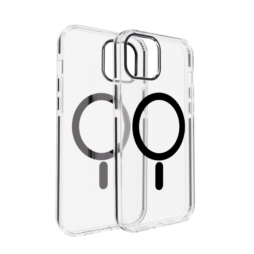 Coverzs Coverzs iPhone 15 Clear metallic Hülle mit MagSafe (Schwarz)