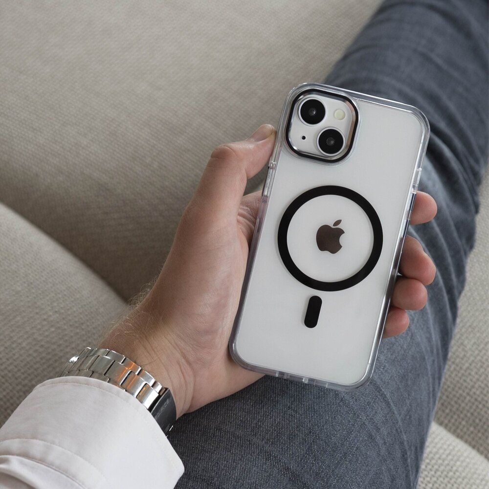 Coverzs Coverzs iPhone 15 Clear metallic Hülle mit MagSafe (Schwarz)