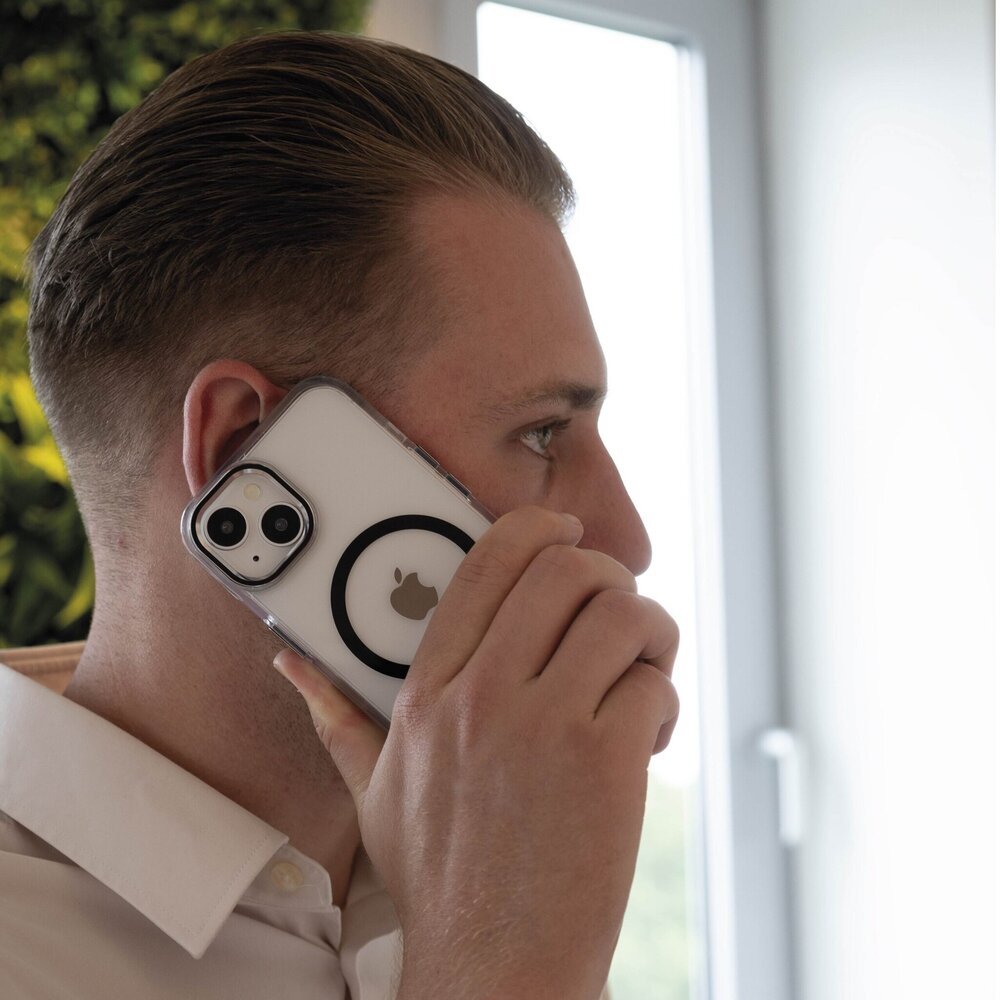 Coverzs Coverzs iPhone 15 Clear metallic Hülle mit MagSafe (Schwarz)