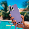 Coverzs Coverzs iPhone 15 Silikon Hülle mit Kord (Lila) Coverzs Coverzs iPhone 15 Silikon Hülle mit Kord (Lila)