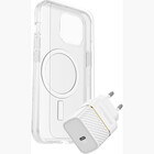 Otterbox OtterBox iPhone 15 KIT Symmetry MagSafe mit Displayschutzfolien & EU USB-C 30w snelladegerät (Weiß)