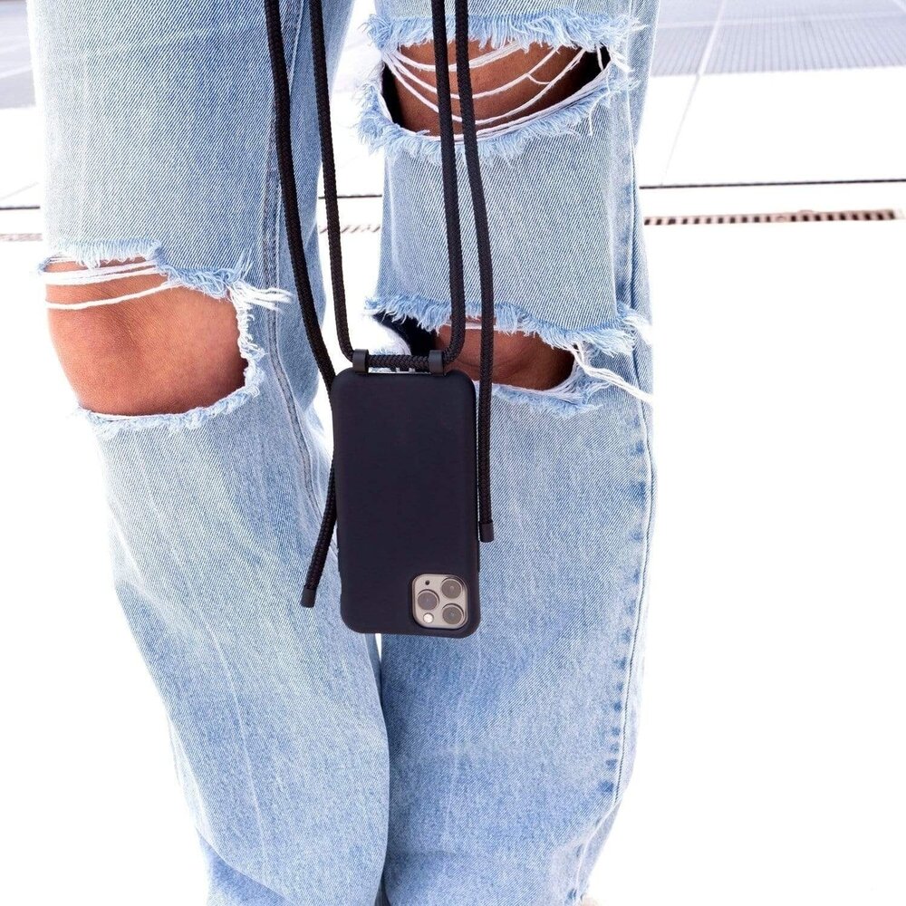 xoxo Wildhearts xoxo Wildhearts iPhone 15 Silikon Hülle mit Kord (Schwarz)