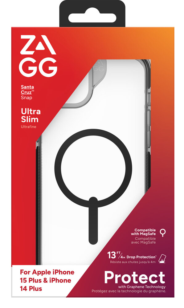 Zagg Gear4 iPhone 15 Plus Santa Cruz MagSafe Hülle (Transparent/Schwarz)
