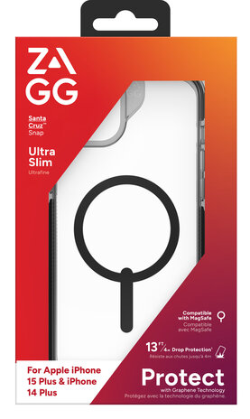 Zagg Gear4 iPhone 15 Plus Santa Cruz MagSafe Hülle (Transparent/Schwarz)