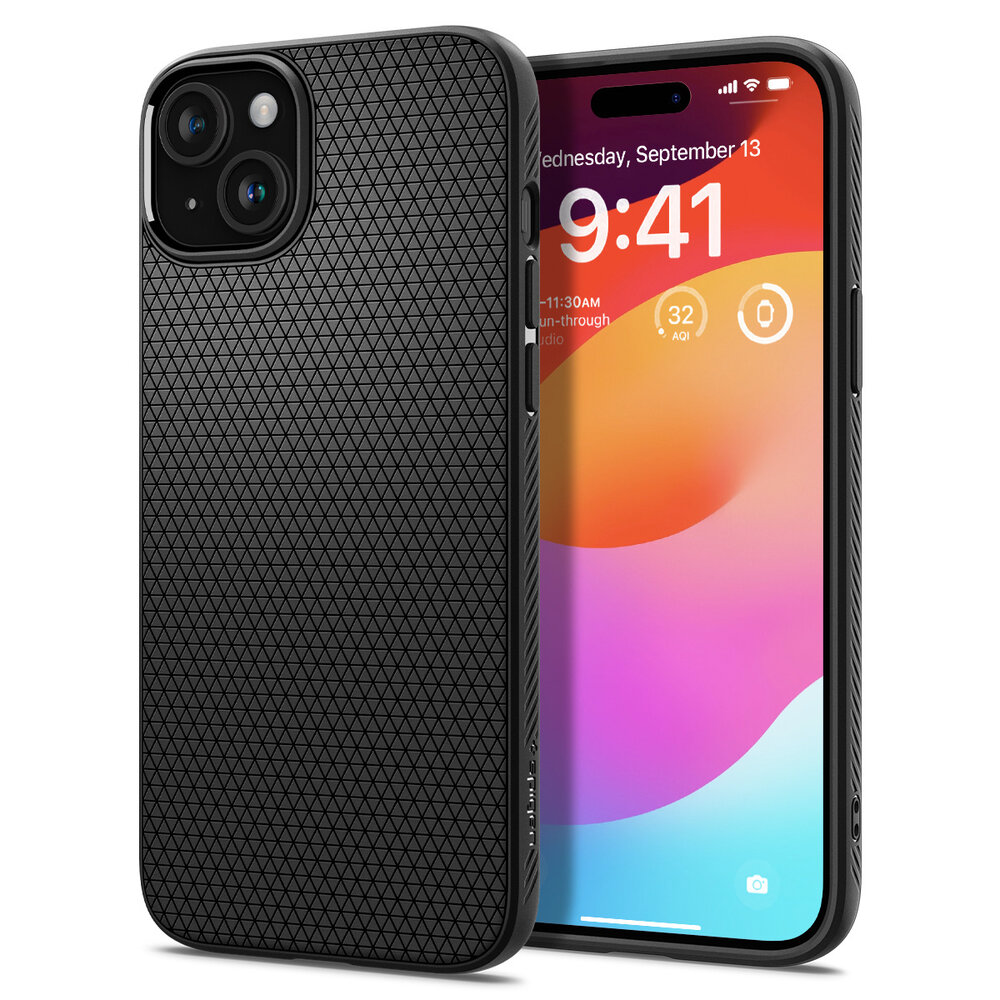 Spigen Spigen iPhone 15 Plus Liquid Air Hülle (Mat Schwarz)