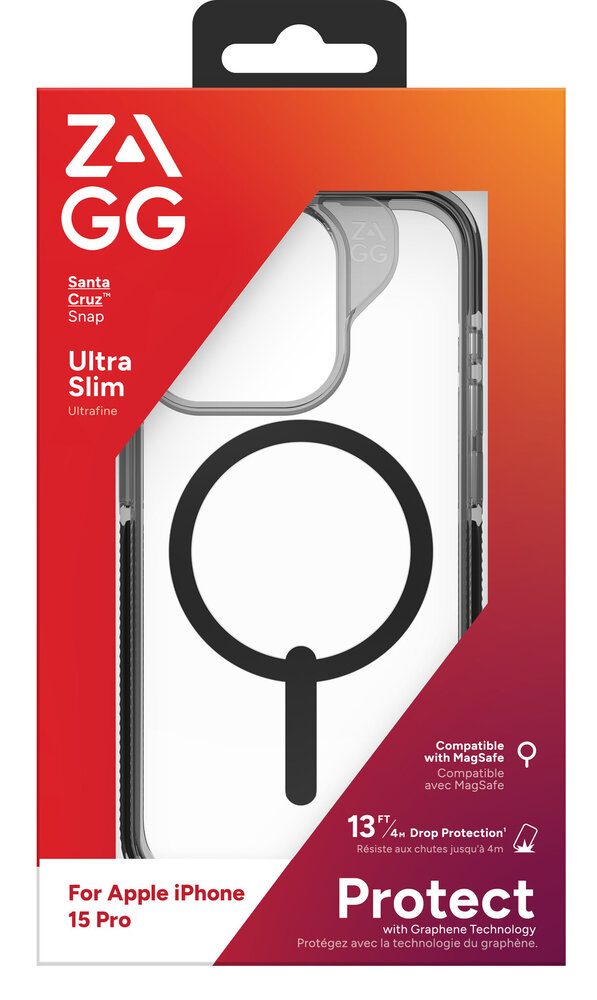 Zagg Gear4 iPhone 15 Pro Santa Cruz MagSafe Hülle (Transparent/Schwarz) Zagg Gear4 iPhone 15 Pro Santa Cruz MagSafe Hülle (Transparent/Schwarz)