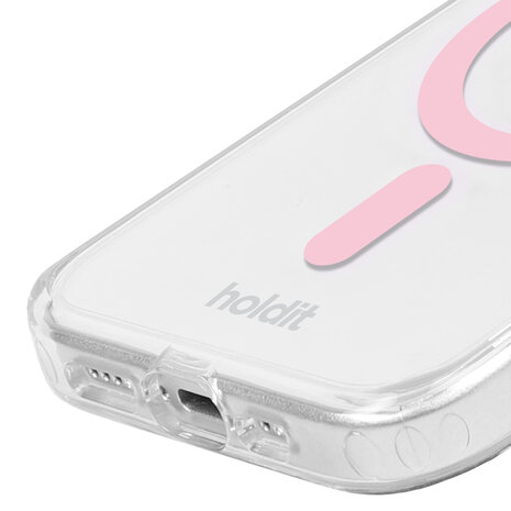 Holdit Holdit iPhone 15 Pro MagSafe Silikonhülle (Transparent/Rosa)