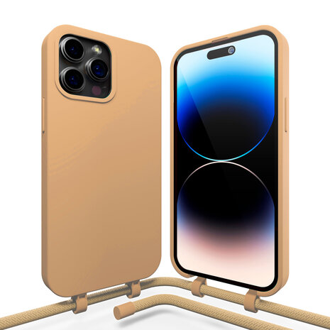 Coverzs Coverzs iPhone 15 Pro Silikon Hülle mit Kord (Beige) Coverzs Coverzs iPhone 15 Pro Silikon Hülle mit Kord (Beige)