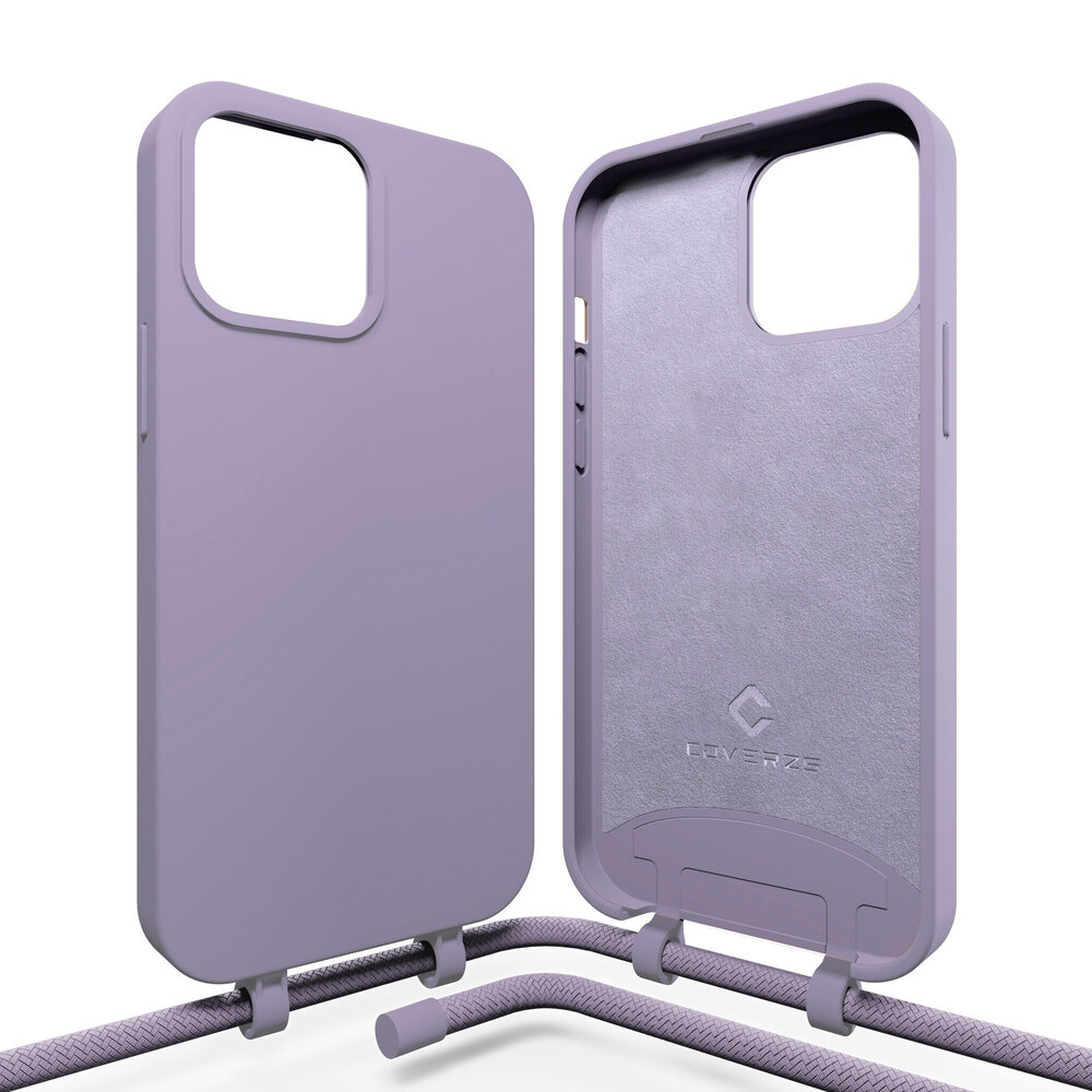 Coverzs Coverzs iPhone 15 Pro Silikon Hülle mit Kord (Lila) Coverzs Coverzs iPhone 15 Pro Silikon Hülle mit Kord (Lila)